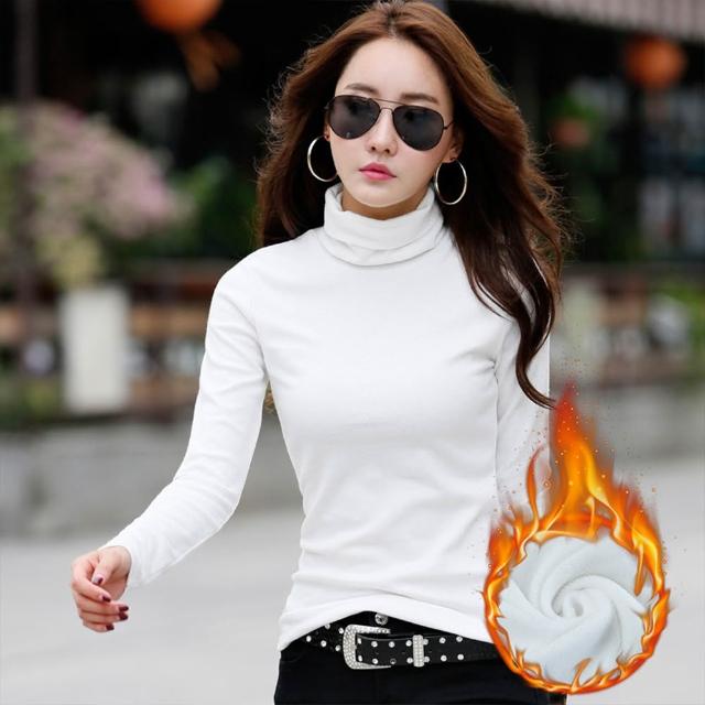【TengYue】買一送一 男女款輕磨毛彈性保暖高領發熱上衣(發熱衣 保暖衣 內搭上衣 長袖上衣)