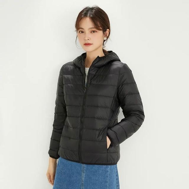 【米蘭精品】極速出貨  真90%白鴨絨羽絨衣輕羽絨外套(保暖休閒多色連帽女夾克12色74gz2)