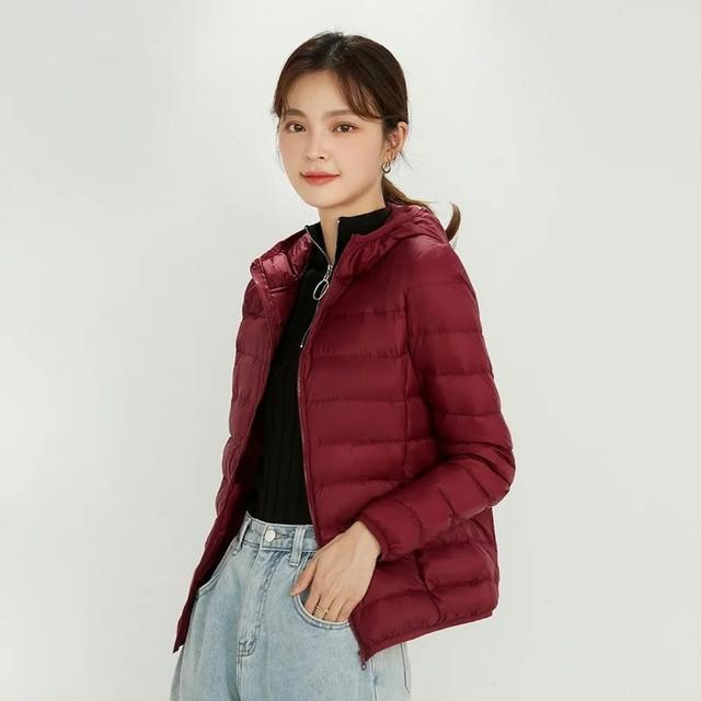 【米蘭精品】極速出貨  真90%白鴨絨羽絨衣輕羽絨外套(保暖休閒多色連帽女夾克12色74gz2)