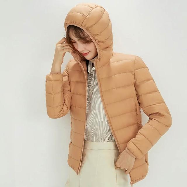 【米蘭精品】極速出貨  真90%白鴨絨羽絨衣輕羽絨外套(保暖休閒多色連帽女夾克12色74gz2)
