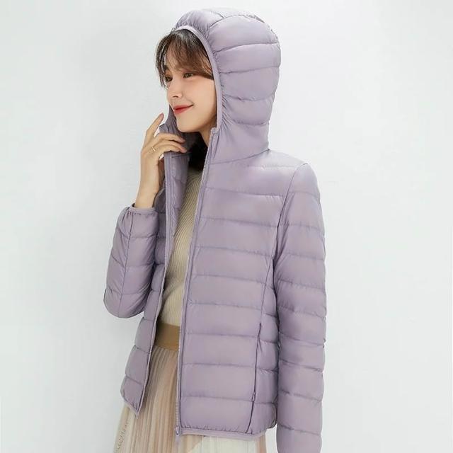 【米蘭精品】極速出貨  真90%白鴨絨羽絨衣輕羽絨外套(保暖休閒多色連帽女夾克12色74gz2)