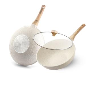 【ASD 愛仕達】輕量鑄造麥飯石聚油不沾深炒鍋28cm(附蓋/IH可用鍋)