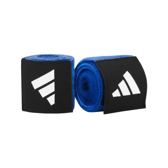 【adidas 愛迪達】Combat 50 藍黑拳擊手套+新款3.5手綁帶超值組(拳擊 泰拳 格鬥 搏擊 拳套 健身 有氧)