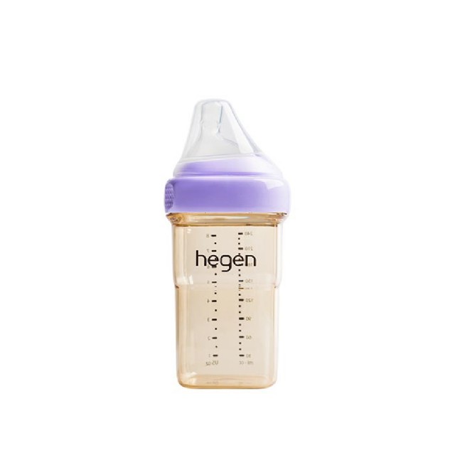 【hegen】總代理｜PCTO™金色奇蹟PPSU多功能方圓型寬口奶瓶 240ml(嫣粉/沁藍/漾紫)