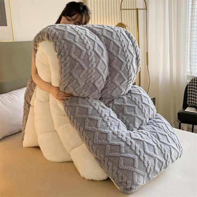 【寢聚 Sleep Club】買一送一 塔芙絨×羊羔絨 雙面加厚暖暖被 雙人被 150x200cm(2.3KG 4色任選 棉被 冬被)
