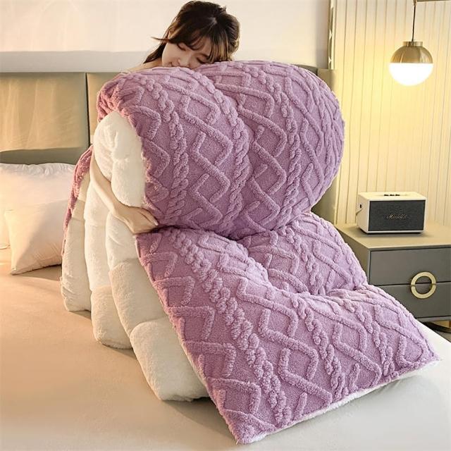 【寢聚 Sleep Club】買一送一 塔芙絨×羊羔絨 雙面加厚暖暖被 雙人被 150x200cm(2.3KG 4色任選 棉被 冬被)