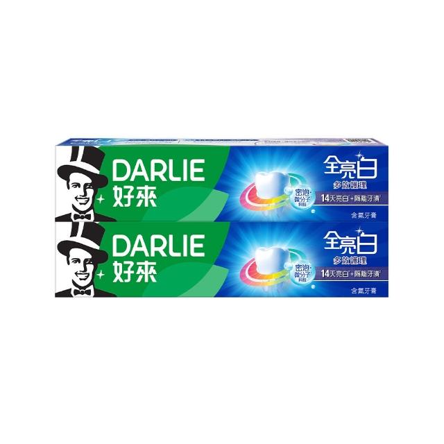 【DARLIE 好來】全亮白進階版牙膏140gX8入(美白牙膏/密泡小蘇打/牙齦護理/多效護理/竹炭深潔)
