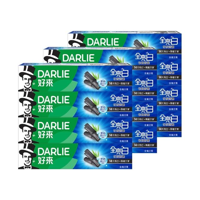 【DARLIE 好來】全亮白進階款牙膏140gX12入(美白牙膏/密泡小蘇打/牙齦護理/多效護理/竹炭深潔)