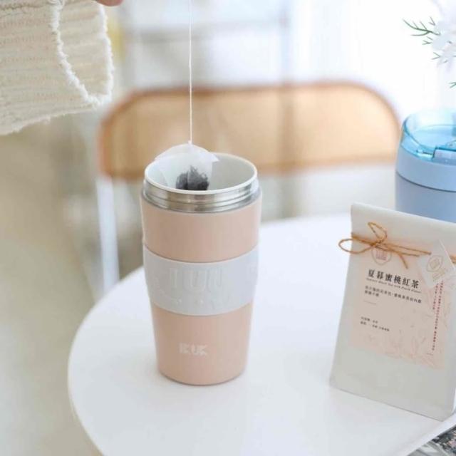 【IKUK 艾可】真陶瓷保溫杯-中Q彈蓋保溫杯600ml(吸管杯/彈蓋杯/陶瓷保溫瓶/咖啡保溫杯/飲料環保杯)
