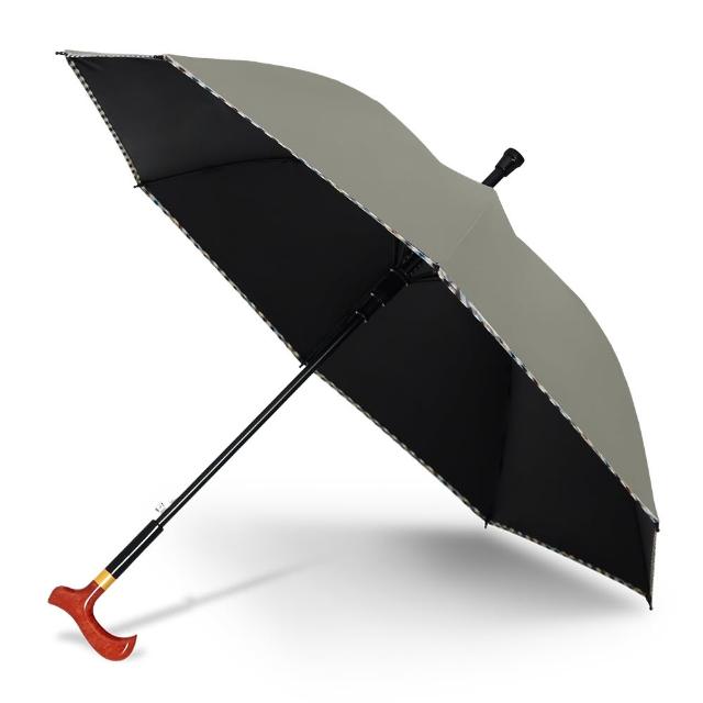 【雙龍牌】英爵降溫黑膠休閒傘 防曬防風止滑晴雨傘(降溫陽傘大傘面直立傘拐杖型手把健行傘A6368k)