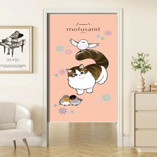【巴芙洛】日本貓福珊迪一片式門簾/窗簾90*180cm(mofusand/開運門簾/風水簾/長門簾/免打孔)