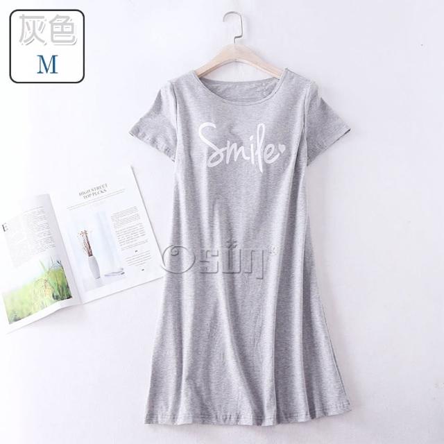 【Osun】棉質帶胸墊Smile短袖大碼連衣裙睡衣居家休閒服(特惠價CE405Smile-)