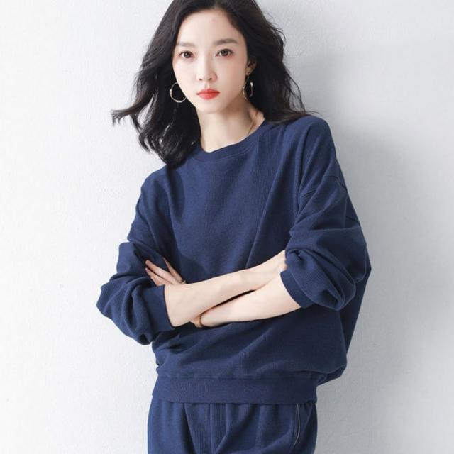 【LANNI 藍尼】★跑步服華夫格運動兩件套裝(休閒/女裝)