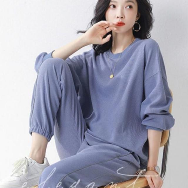 【LANNI 藍尼】★跑步服華夫格運動兩件套裝(休閒/女裝)