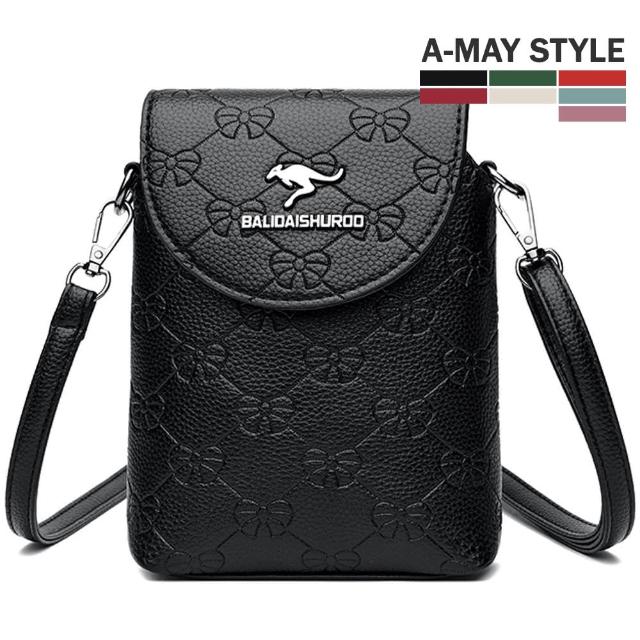 【Amay Style 艾美時尚】女包 斜背包 手機包 質感設計朵結印花側背小包(7色.預購)