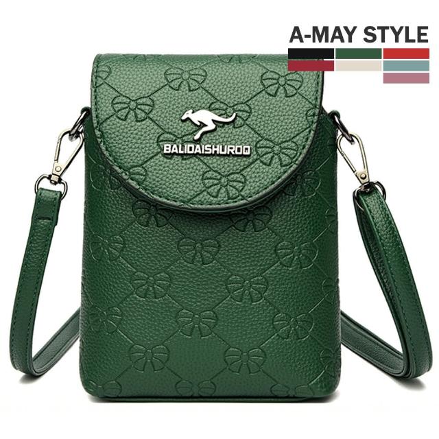 【Amay Style 艾美時尚】女包 斜背包 手機包 質感設計朵結印花側背小包(7色.預購)