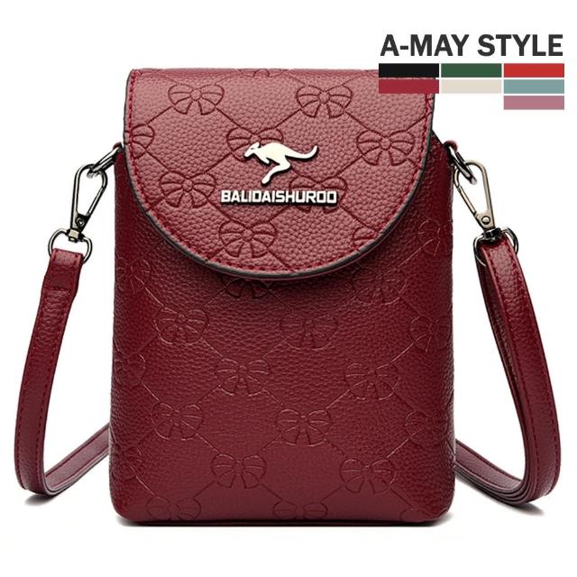【Amay Style 艾美時尚】女包 斜背包 手機包 質感設計朵結印花側背小包(7色.預購)