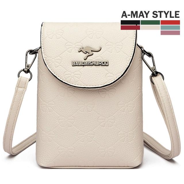 【Amay Style 艾美時尚】女包 斜背包 手機包 質感設計朵結印花側背小包(7色.預購)