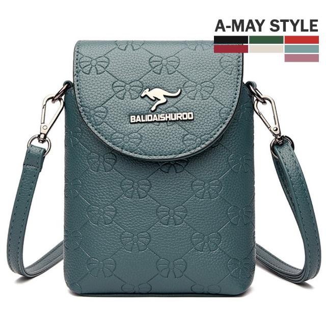 【Amay Style 艾美時尚】女包 斜背包 手機包 質感設計朵結印花側背小包(7色.預購)