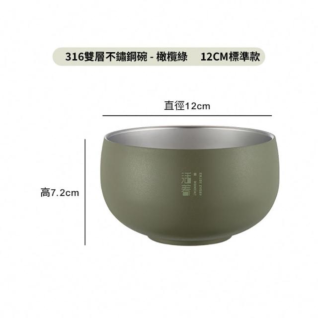 【媽媽咪呀】頂級316不鏽鋼雙層隔熱碗12cm標準款(防摔碗 不銹鋼餐碗 飯碗 湯碗 碗公)
