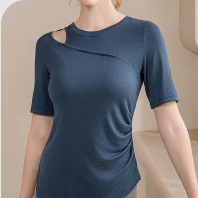 【巴黎精品】極速出貨 瑜珈服短袖運動服運動上衣跑步背心修身顯瘦瑜伽服(吸濕排汗女上衣3款v1ax12 2D)