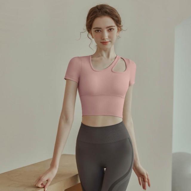 【巴黎精品】極速出貨 瑜珈服短袖運動服運動上衣跑步背心修身顯瘦瑜伽服(吸濕排汗女上衣3款v1ax12 2D)