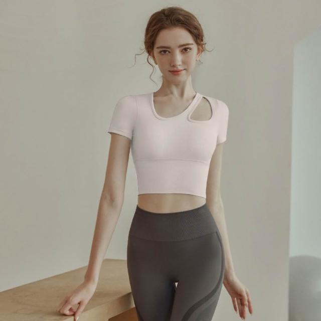 【巴黎精品】極速出貨 瑜珈服短袖運動服運動上衣跑步背心修身顯瘦瑜伽服(吸濕排汗女上衣3款v1ax12 2D)