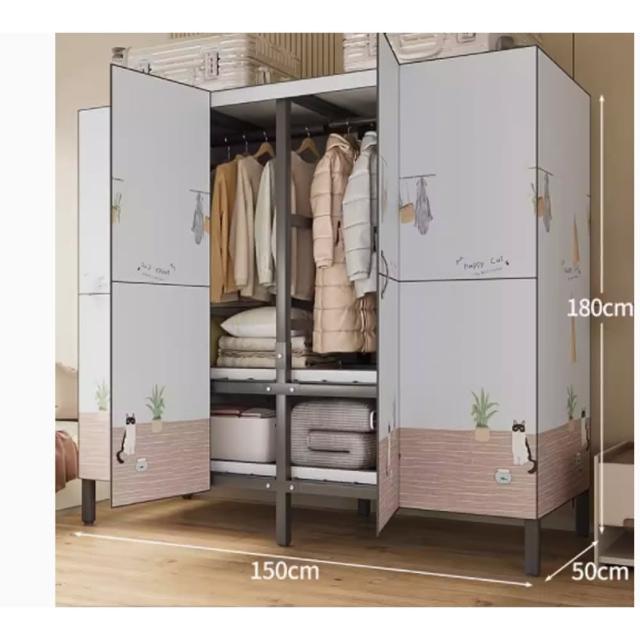 【諾必行】家用臥室折疊簡易衣櫃衣架-150*50*180cm(衣櫥 衣架 簡易衣櫃 開放衣櫃)
