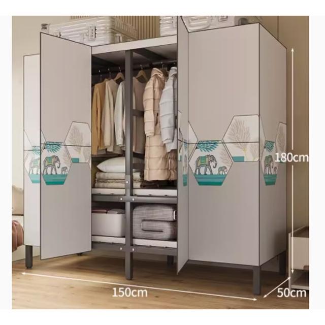 【諾必行】家用臥室折疊簡易衣櫃衣架-150*50*180cm(衣櫥 衣架 簡易衣櫃 開放衣櫃)