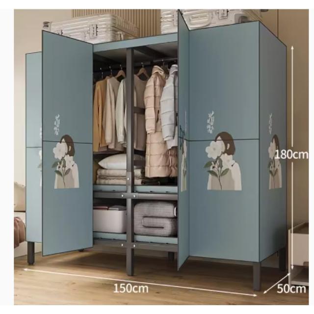 【諾必行】家用臥室折疊簡易衣櫃衣架-150*50*180cm(衣櫥 衣架 簡易衣櫃 開放衣櫃)
