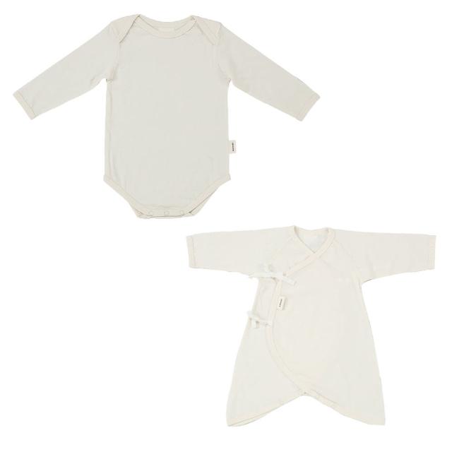 【Gennies 奇妮】2件組*寶寶蝴蝶衣 包屁衣(原棉 純棉 紗布衣 連身衣 嬰幼兒 新生兒 長袖 綁帶式 開扣褲襠)