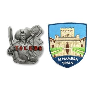 【A-ONE 匯旺】西班牙托雷多古城冰箱貼+西班牙 阿爾罕布拉宮Patch刺繡士氣章2件組文青吸鐵(C220+249)