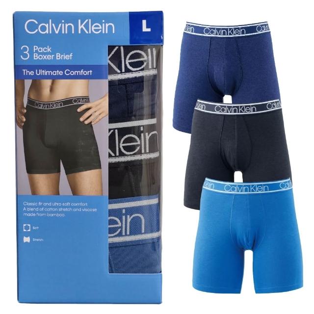 【CALVIN KLEIN】3件組 男彈性內褲 天絲竹纖維 涼感萊卡(CK男內褲 四角褲 合身 貼身 透氣)