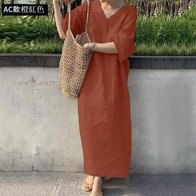 【巴黎精品】極速出貨 女連身裙寬鬆洋裝大尺碼長裙連衣裙A字裙大碼女裝(五分袖襯衫裙女裙子多款a1fd7 2G)