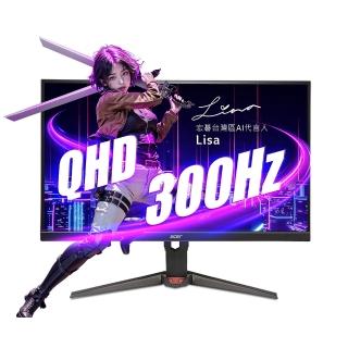 【Acer 宏碁】XV272U F3 27型 IPS 2K 16:9 300Hz電競螢幕(0.5ms/喇叭/高低升降旋/傾斜/HDR400)