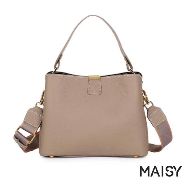 【MAISY】真皮時尚百搭雙肩帶質感頭層牛皮手提包 肩背包 (共兩款)