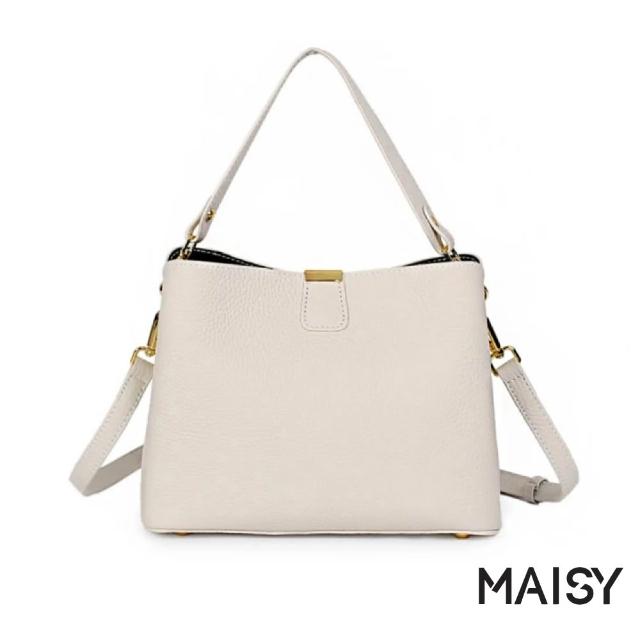 【MAISY】真皮時尚百搭雙肩帶質感頭層牛皮手提包 肩背包 (共兩款)