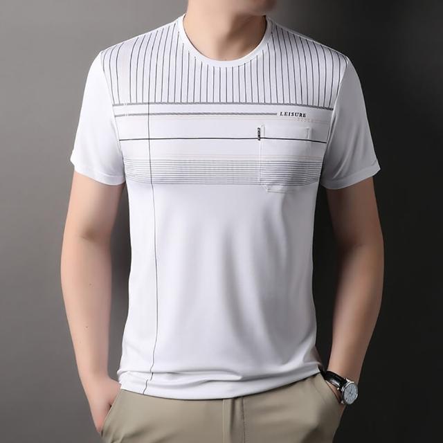 【Billgo】*現貨*酷涼感線條圓領短袖口袋T-3款 6色 M-3XL碼 休閒運動春夏男印花口袋上衣