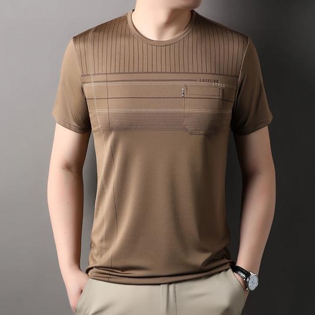 【Billgo】*現貨*酷涼感線條圓領短袖口袋T-3款 6色 M-3XL碼 休閒運動春夏男印花口袋上衣