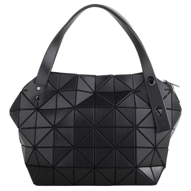 【ISSEY MIYAKE 三宅一生】BAOBAO 幾何方格皮質立體手提波士頓包M(霧面黑)