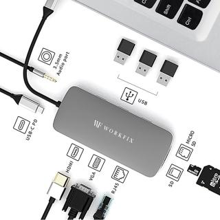 【WORKFIX 渥克斯】MA-10 Type-C 十合一多功能hub傳輸擴充集線器(100W PD快充/4K HDMI/網口/SD)