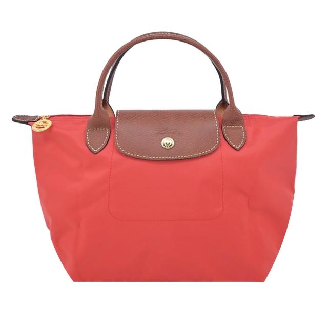 【LONGCHAMP】經典原創/刺繡短把再生尼龍摺疊手提水餃包(小/多色選)