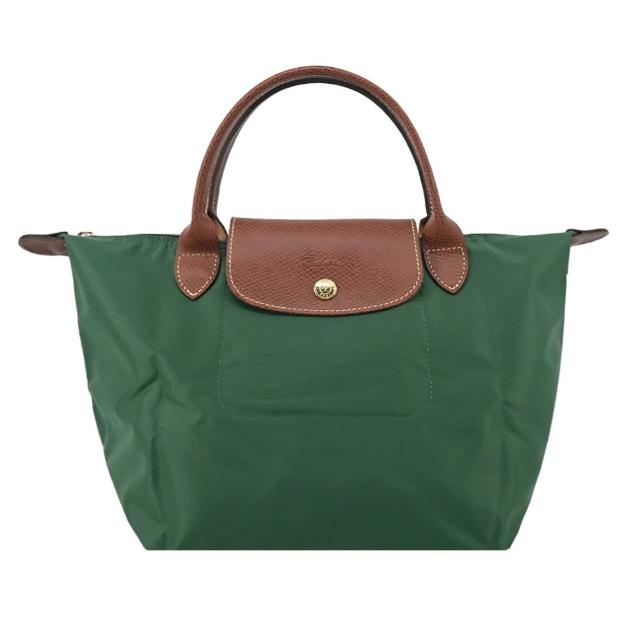 【LONGCHAMP】經典原創/刺繡短把再生尼龍摺疊手提水餃包(小/多色選)