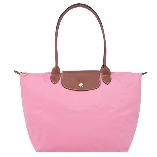 【LONGCHAMP】經典原創/刺繡長把再生尼龍摺疊肩背水餃包(大/多色選)