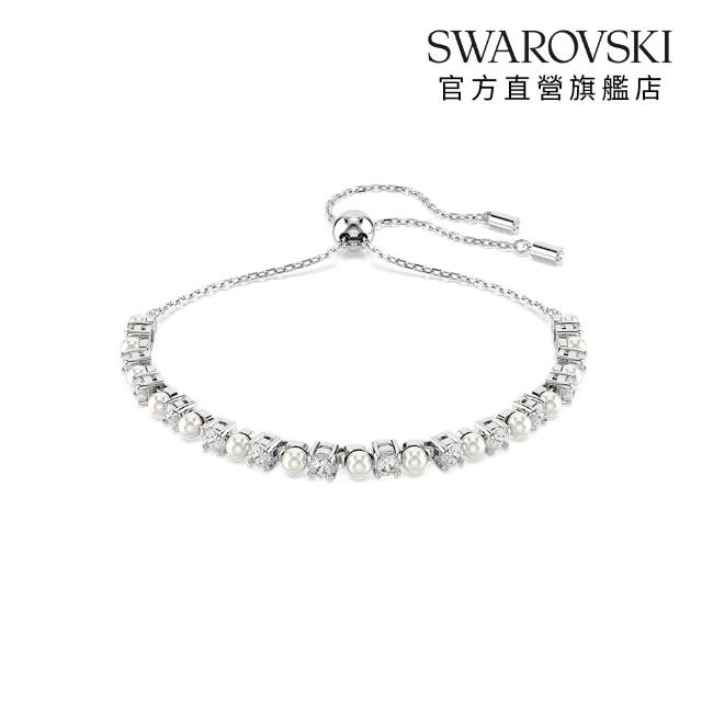 【SWAROVSKI 施華洛世奇】官方直營 Matrix Tennis 手鏈 水晶珍珠 圓形切割 (2色任選)
