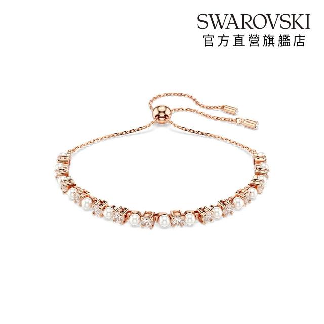 【SWAROVSKI 施華洛世奇】官方直營 Matrix Tennis 手鏈 水晶珍珠 圓形切割 (2色任選)