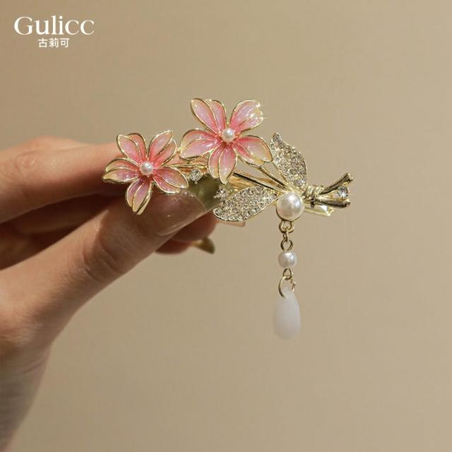 【Gulicc 古莉可】髮夾 古典流蘇花朵 仙氣爆棚小抓夾(7夕情人節 生日 髮飾 頭飾 鯊魚夾 抓夾 禮物)