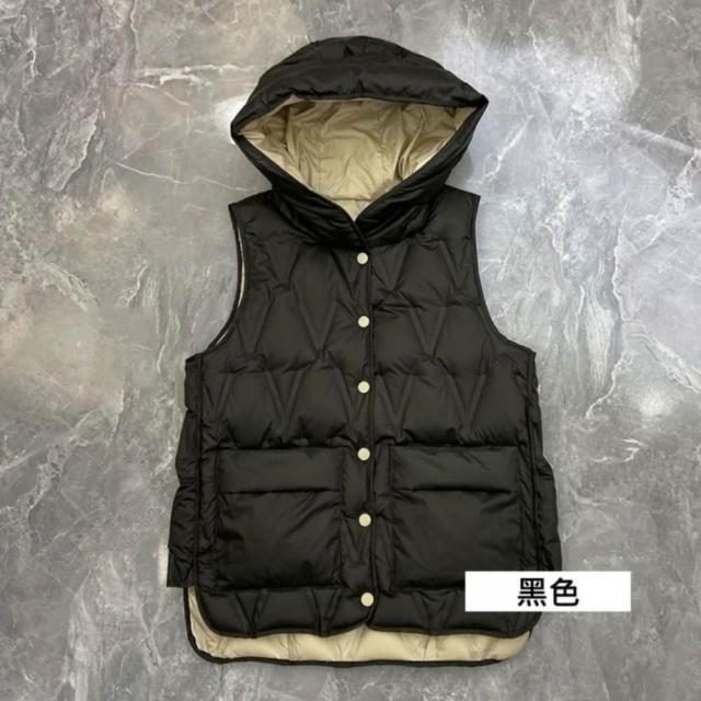 【巴黎精品】極速出貨 真90%白鴨絨羽絨背心羽絨衣夾克(保暖連帽馬甲雙面穿輕薄女外套5色p1bl5 2B)