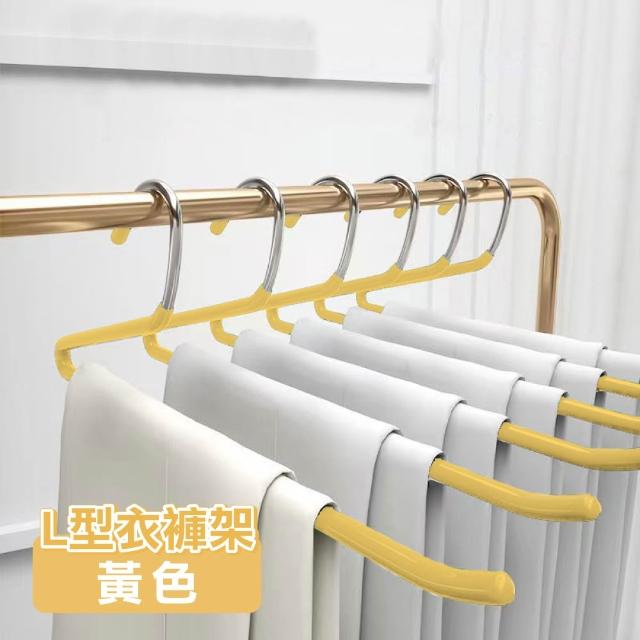 【ONE HOUSE】160入 L型魔術衣褲架(浸膠衣架 褲夾 褲架 裙夾 無痕衣架 衣架)