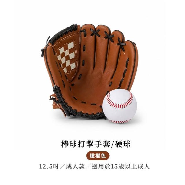 ENDER SPORT 12.5吋 棒球手套 附棒球一顆 左手配戴 荔枝紋路加厚設計(壘球手套 守備手套)
